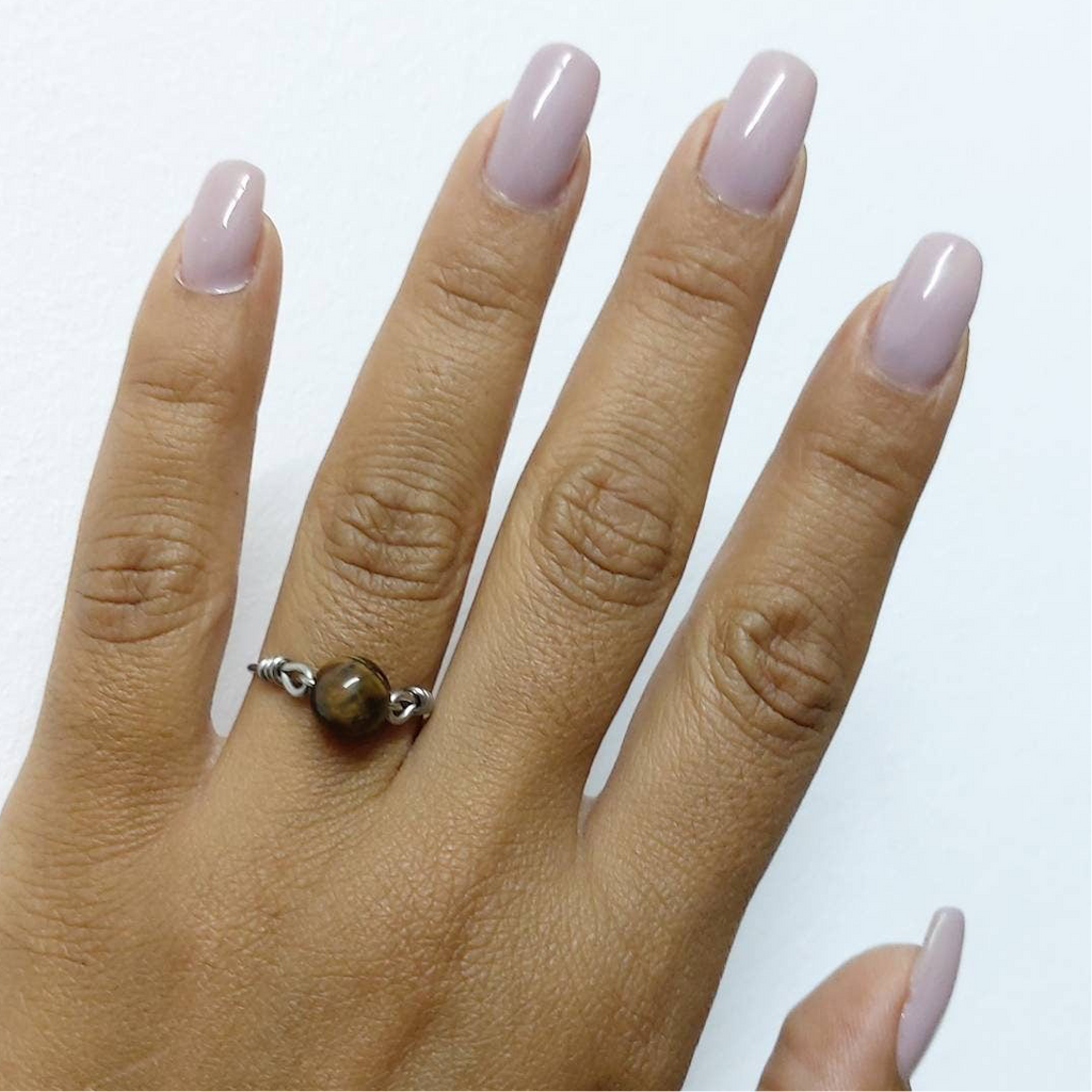 Tiger Eye Wire-Wrapped Ring – Bohemian Gemstone Jewelry