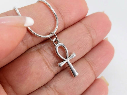 Ankh necklace ,Egyptian ankh jewelry, ankh silver necklace, dainty necklace silver , antique silver necklace, Egyptian cross of life
