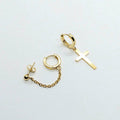 Asymmetrical earrings , hoop earrings, gold hoop earrings , cross earrings chain link earrings , dangle earrings, statement earrings hold