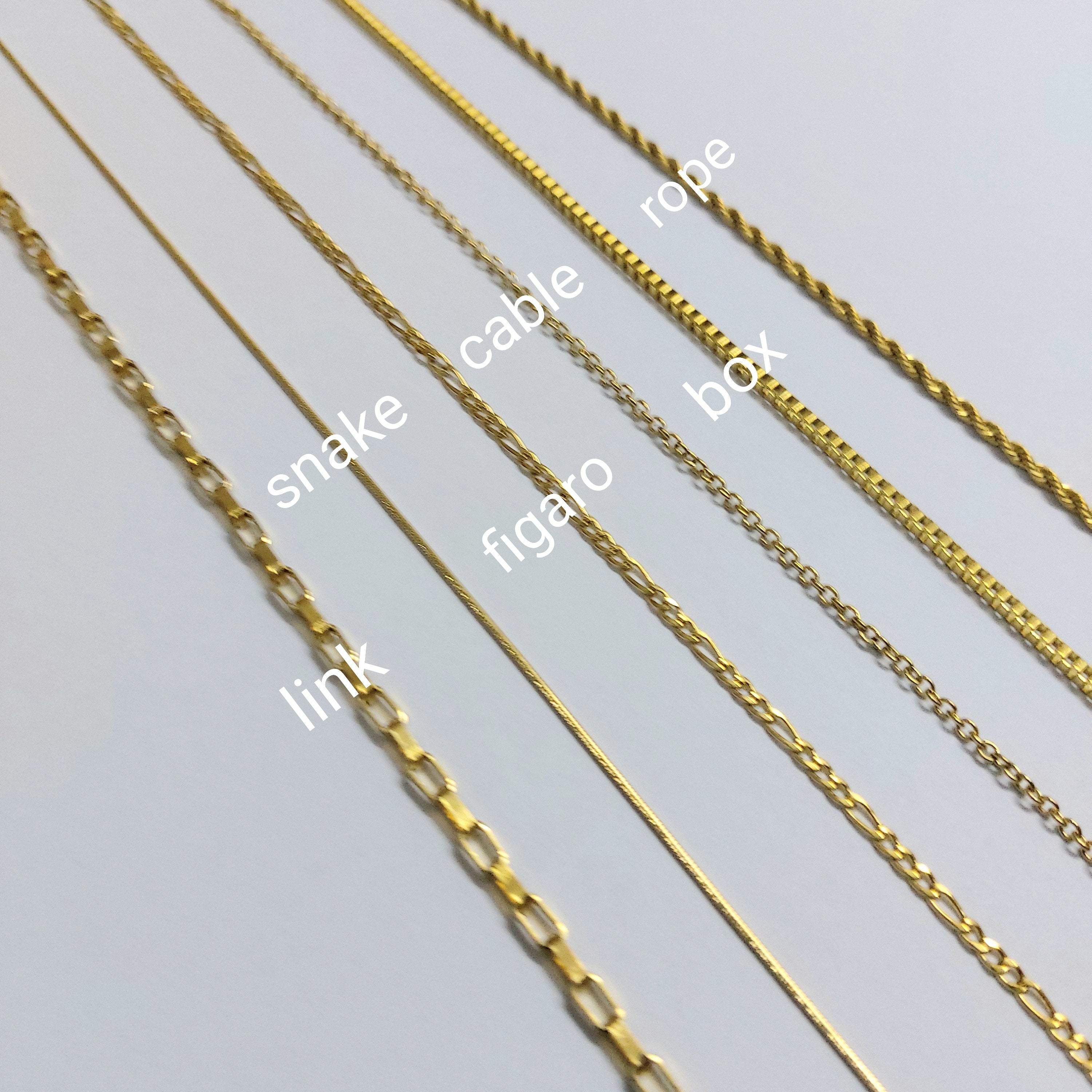 18K Gold FILLED Chain Necklace, Cable Chain, snake Chain, box Chain, Figaro Chain, rope Chain, Dainty Chain ,link chain necklace
