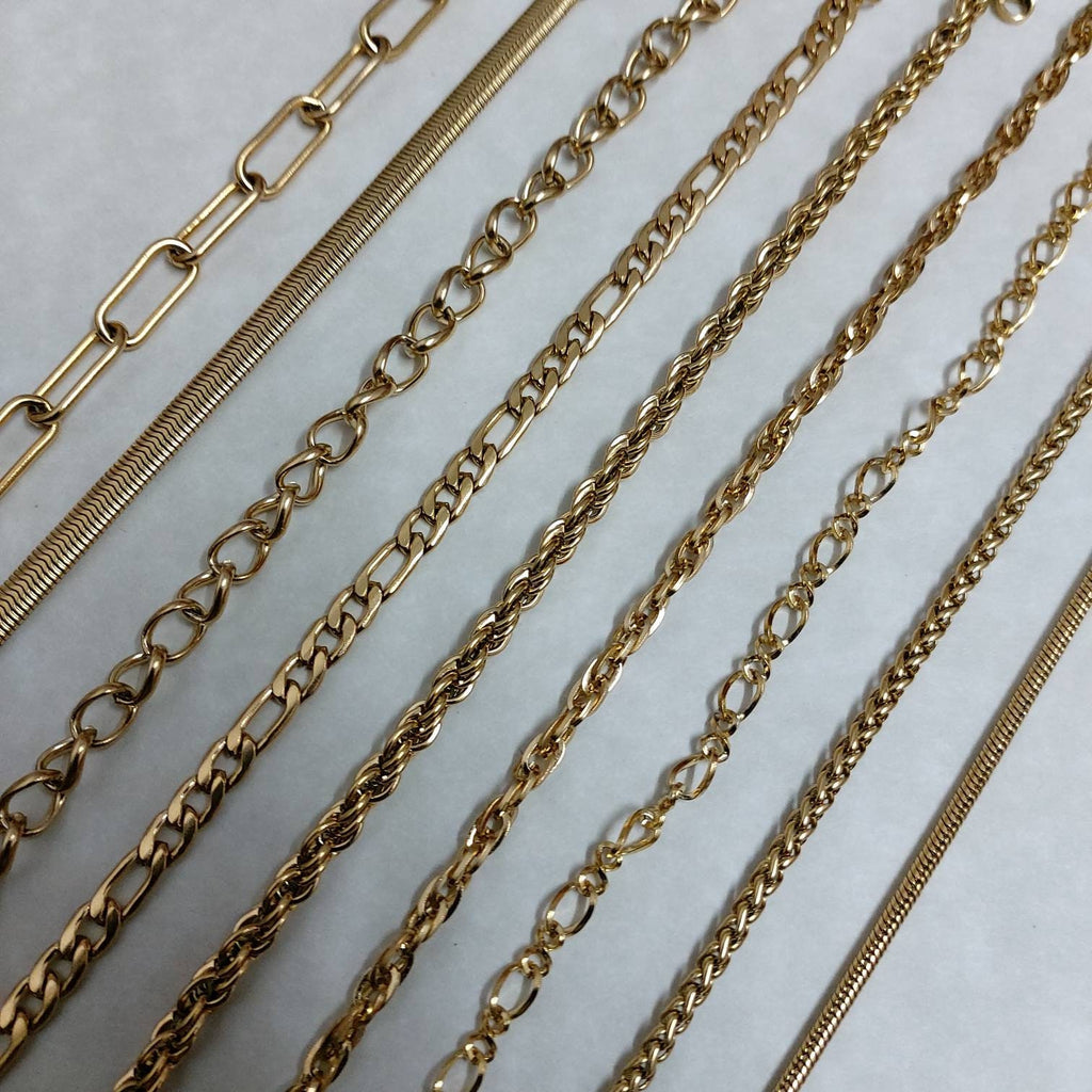 Gold chain bracelet , chain bracelet , paperclip bracelet , gold snake bracelet , rope chain bracelet , simple bracelet , waterproof jewelry
