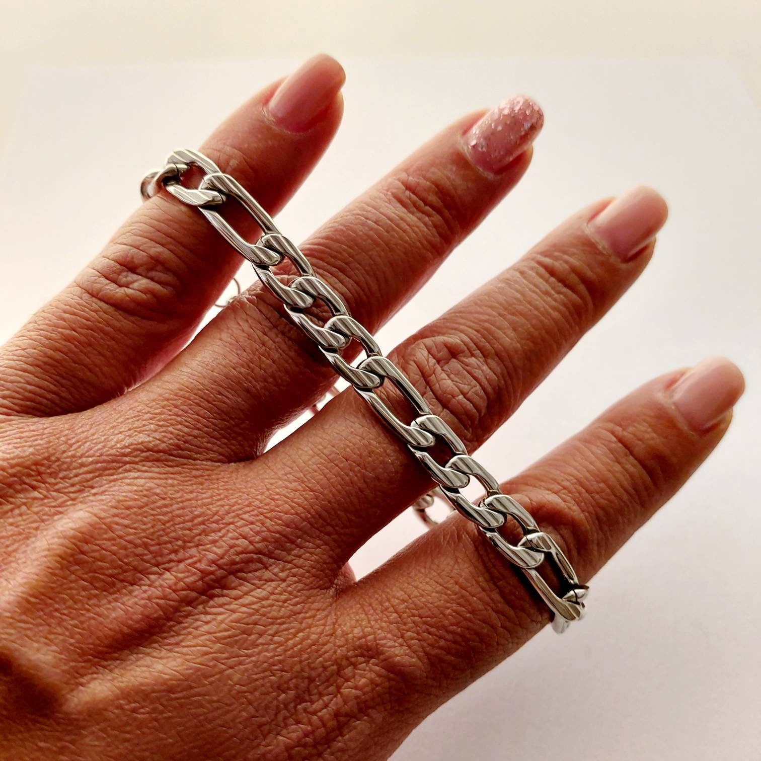 Men's Figaro chunky chain bracelet and necklace