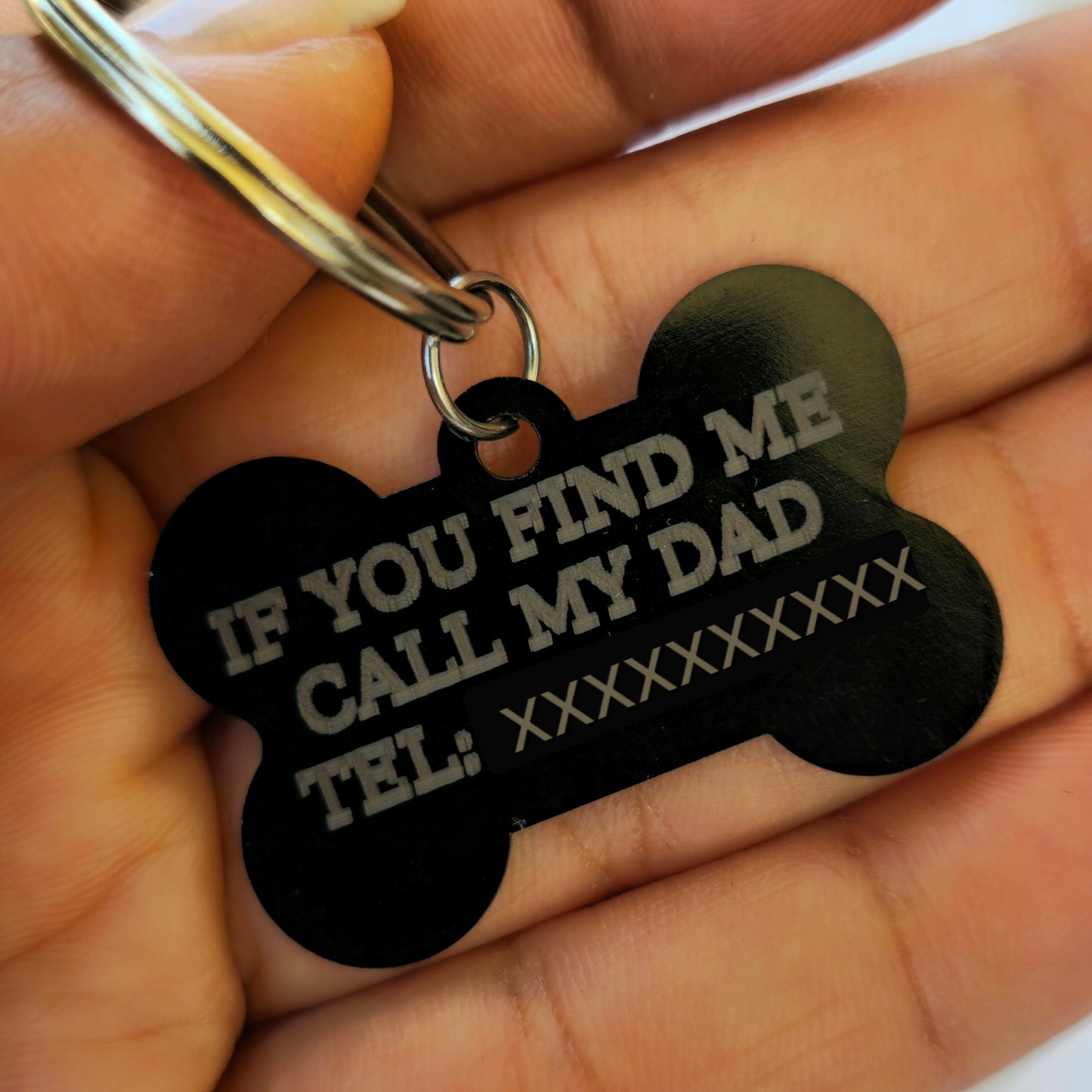 Custom double - sided engraved dog tag , personalized name and telephone number aluminum bone dog tag , Dog mom gift , Dog collar tag
