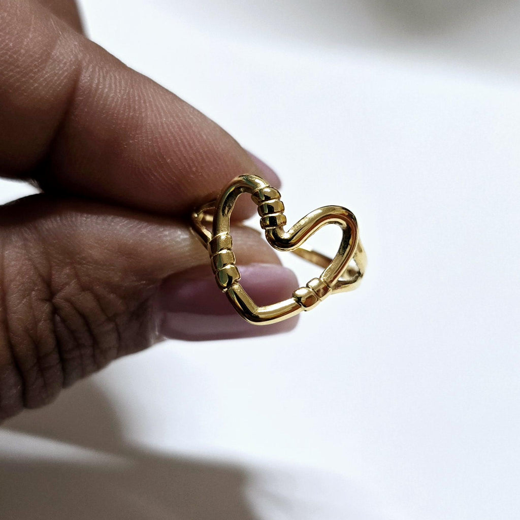 Heart ring adjustable ring 24k gold filled brass ring