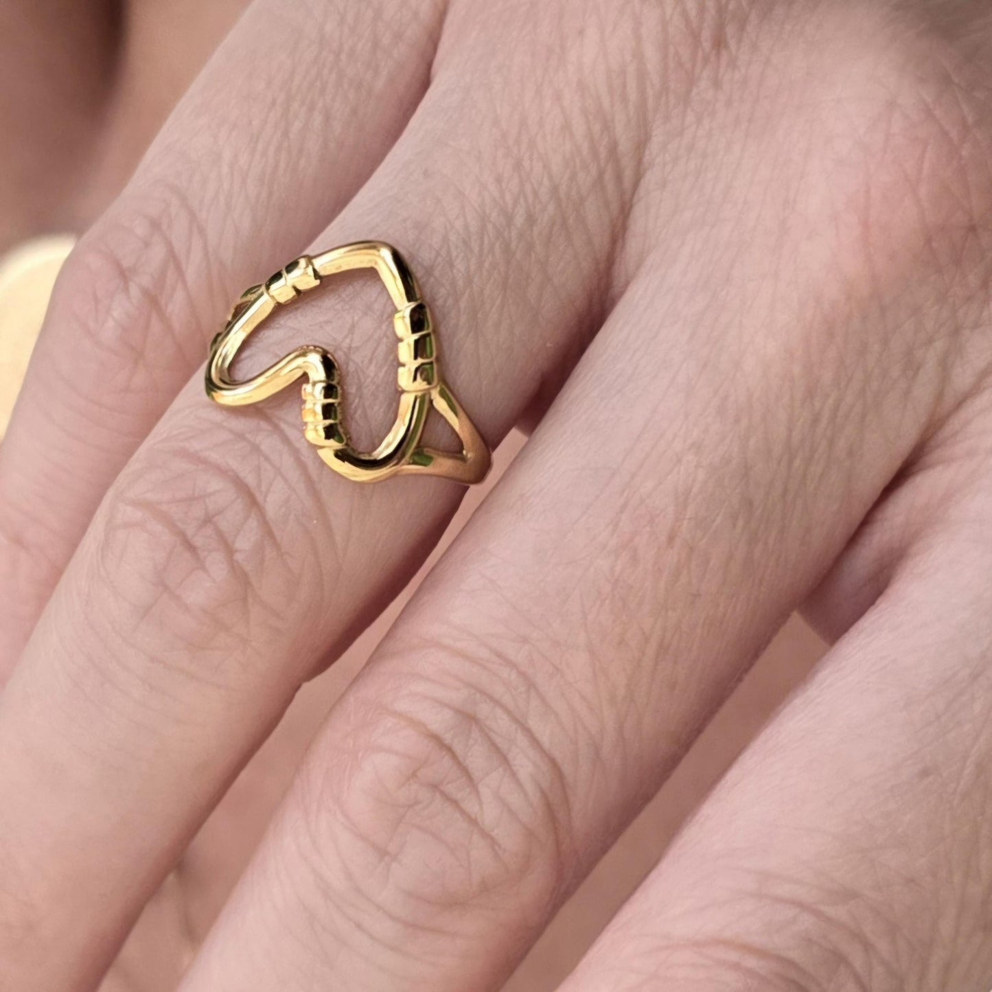 Heart ring adjustable ring 24k gold filled brass ring