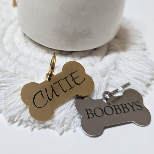 Dog Name Tag – Personalized Bone-Shaped ID Tag , Custom Engraved Stainless Steel Dog tag ID Durable & Long-Lasting Perfect Dog lover gift