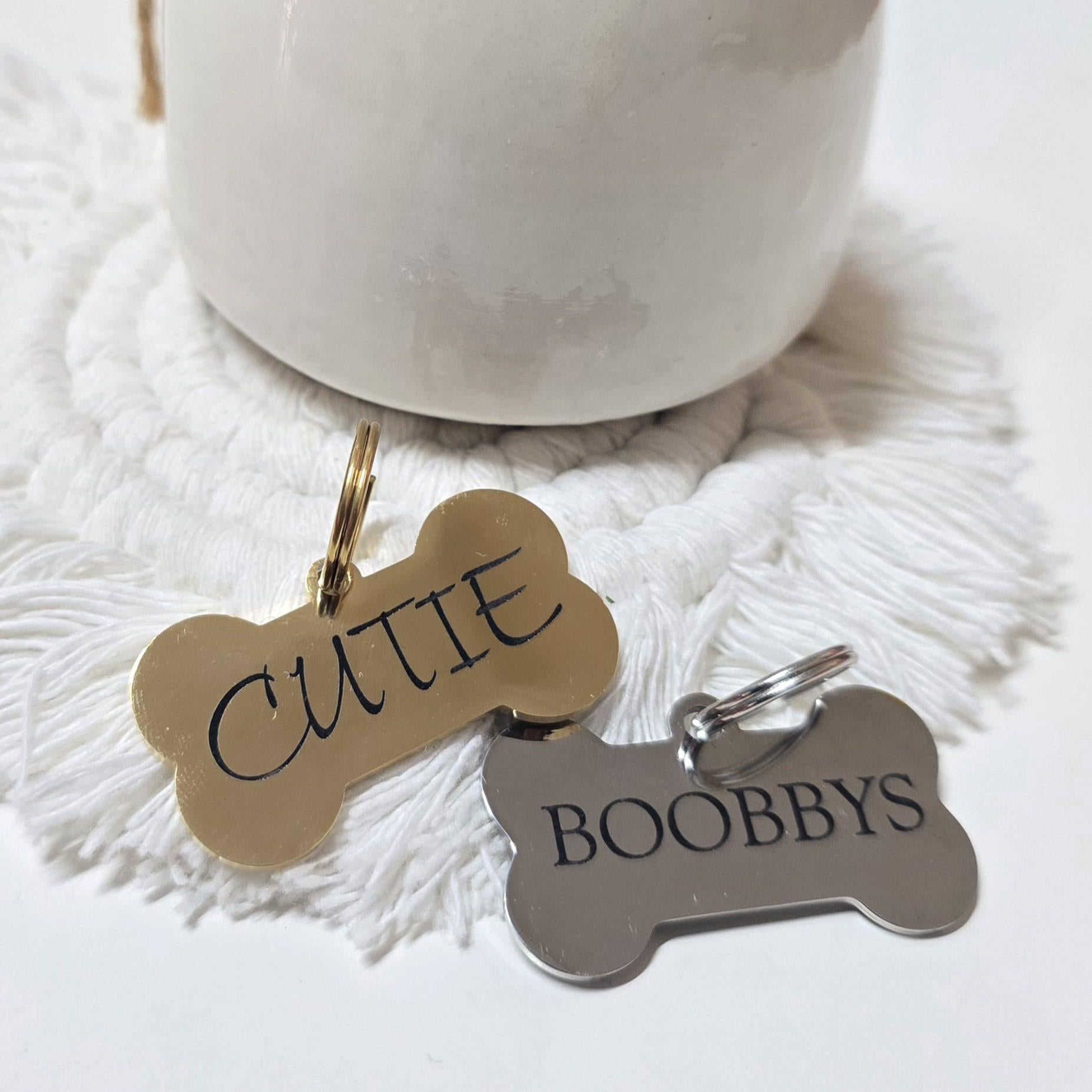 Dog Name Tag – Personalized Bone-Shaped ID Tag , Custom Engraved Stainless Steel Dog tag ID Durable & Long-Lasting Perfect Dog lover gift