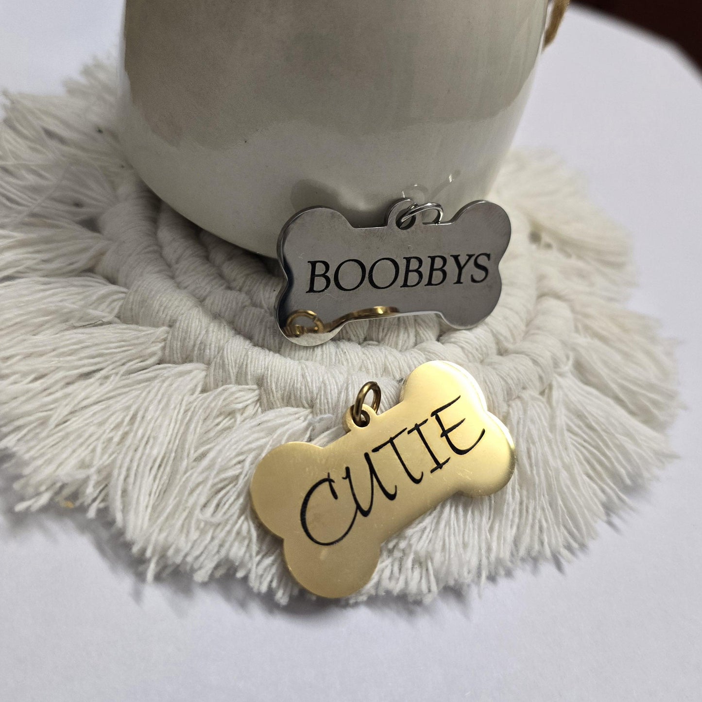 Dog Name Tag – Personalized Bone-Shaped ID Tag , Custom Engraved Stainless Steel Dog tag ID Durable & Long-Lasting Perfect Dog lover gift