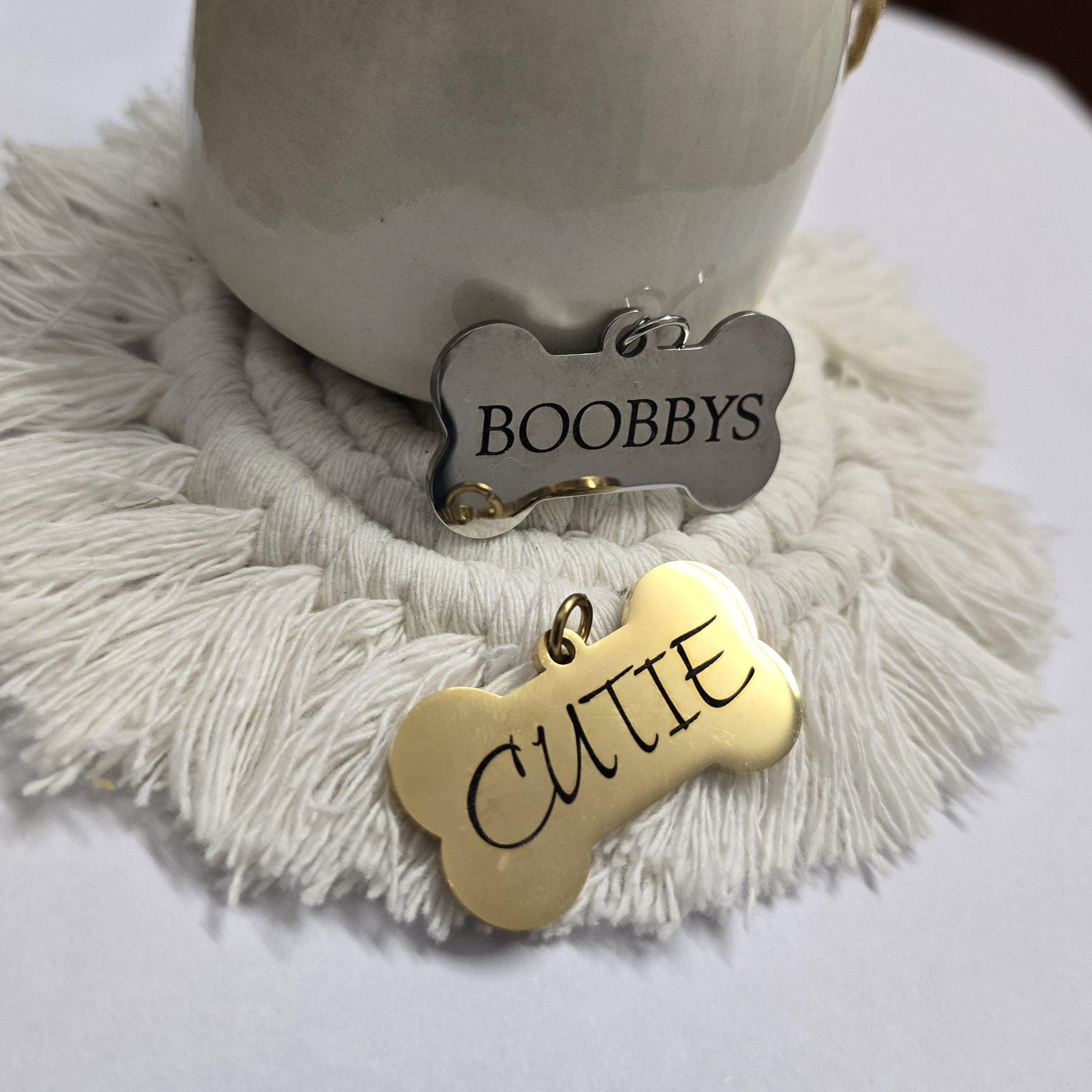 Dog Name Tag – Personalized Bone-Shaped ID Tag , Custom Engraved Stainless Steel Dog tag ID Durable & Long-Lasting Perfect Dog lover gift