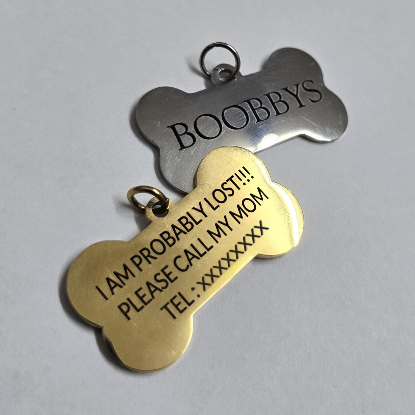Dog Name Tag – Personalized Bone-Shaped ID Tag , Custom Engraved Stainless Steel Dog tag ID Durable & Long-Lasting Perfect Dog lover gift