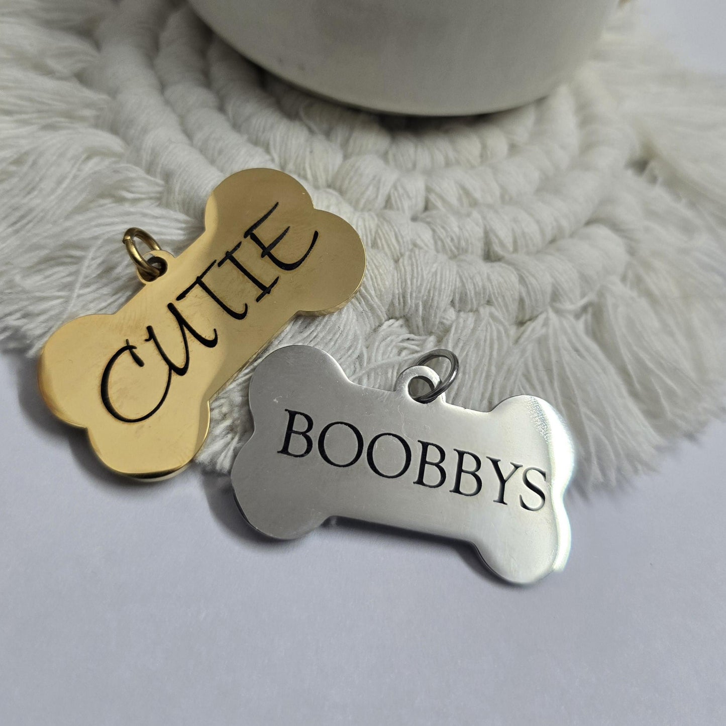 Dog Name Tag – Personalized Bone-Shaped ID Tag , Custom Engraved Stainless Steel Dog tag ID Durable & Long-Lasting Perfect Dog lover gift