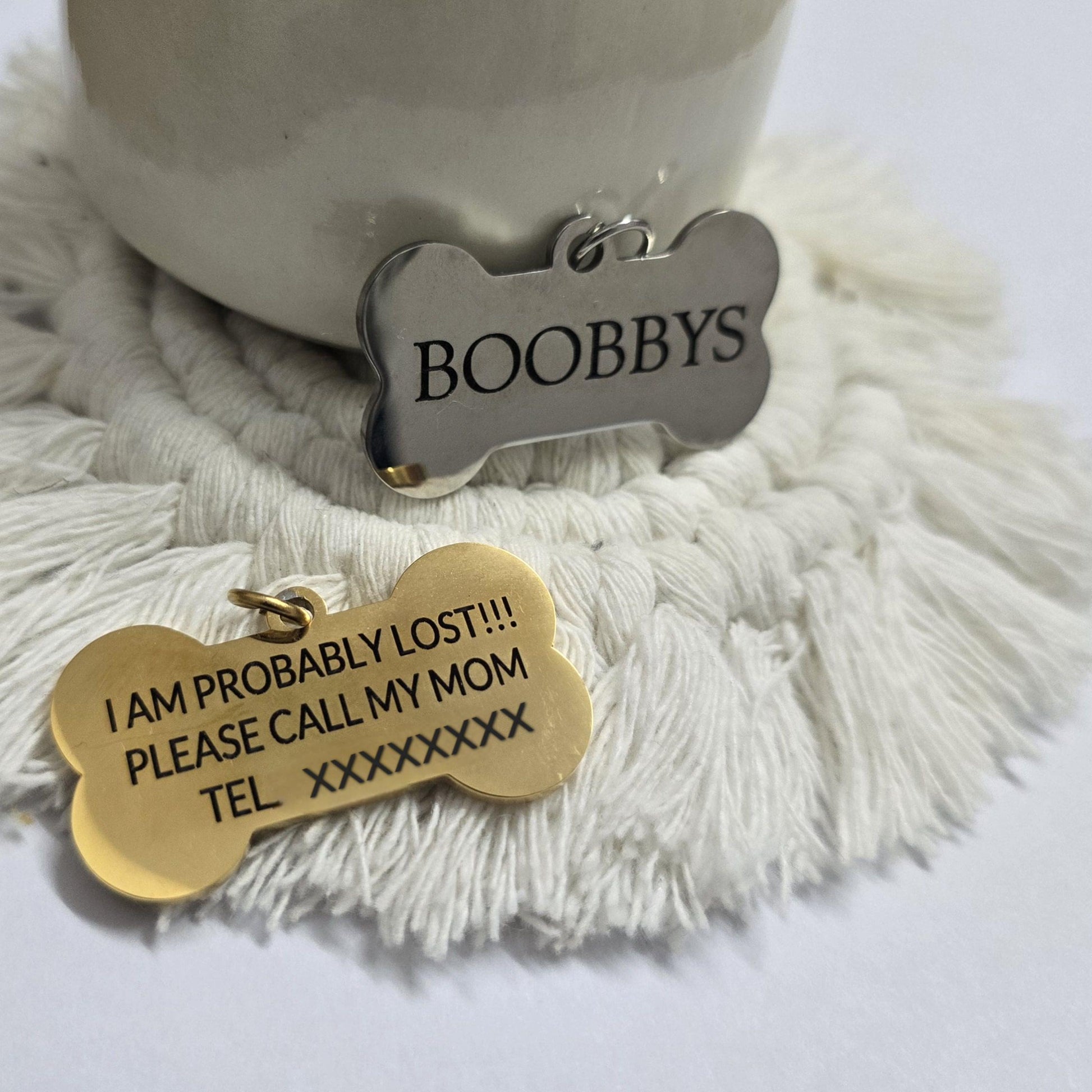 Dog Name Tag – Personalized Bone-Shaped ID Tag , Custom Engraved Stainless Steel Dog tag ID Durable & Long-Lasting Perfect Dog lover gift