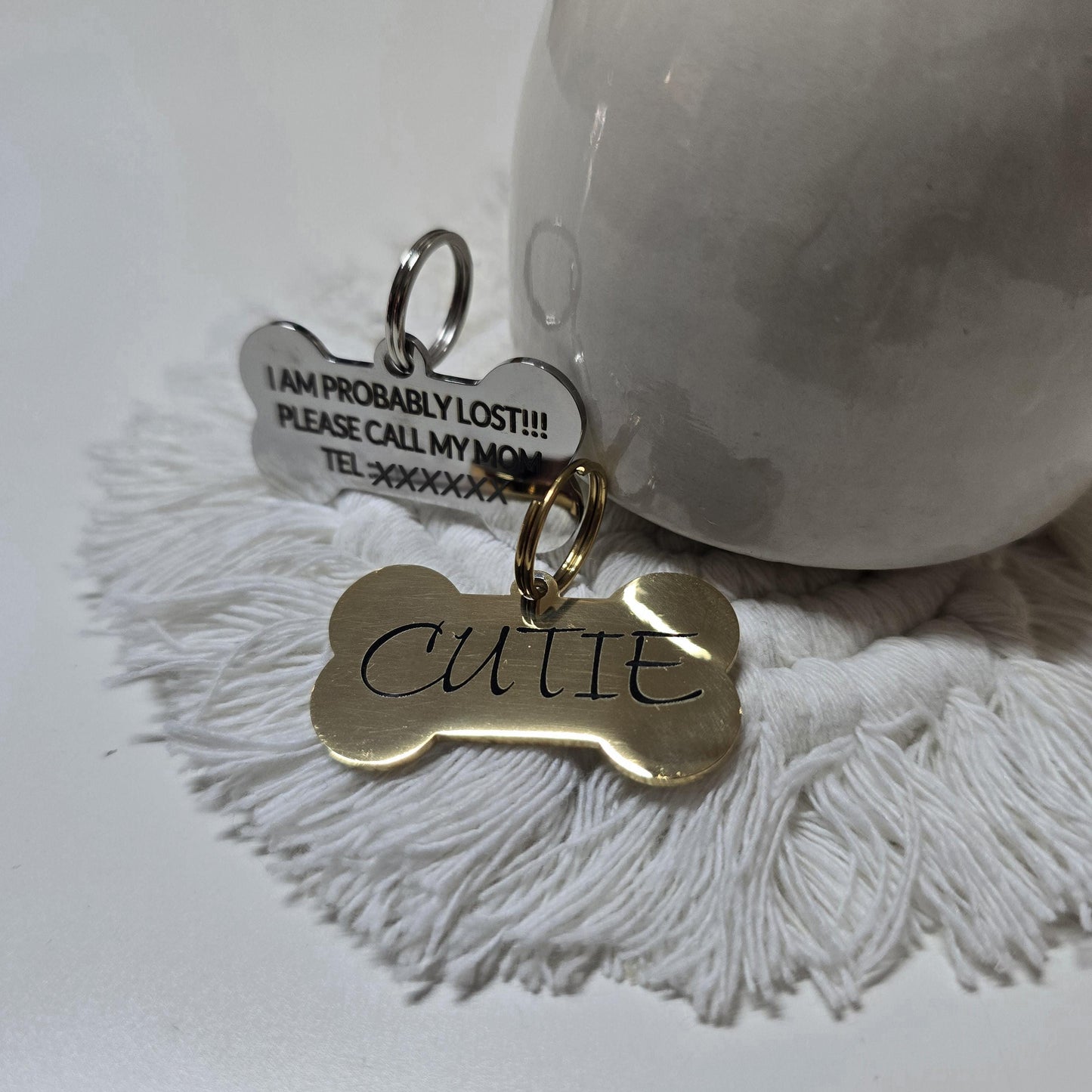 Dog Name Tag – Personalized Bone-Shaped ID Tag , Custom Engraved Stainless Steel Dog tag ID Durable & Long-Lasting Perfect Dog lover gift
