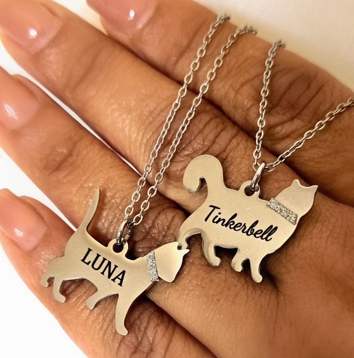 Cat loss Personalized Cat Necklace in Silver Stainless Steel , personalized Gift for Cat Lovers , Pet Loss Gift , Cat Mom keepsake gift