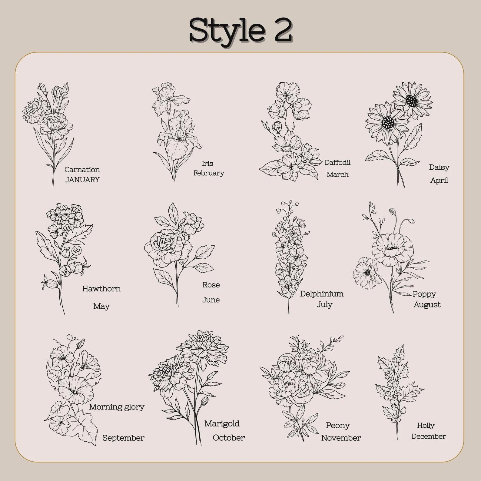 Birthflower Ring – Adjustable Gold Signet Ring in Stainless Steel – Personalized Floral Jewelry Gift for Her, Custom Engraved Ring