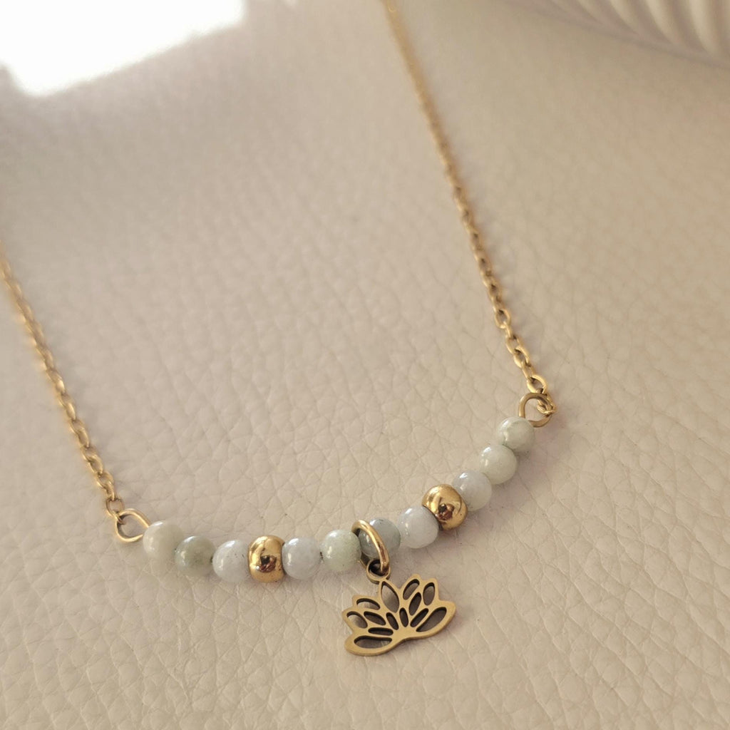 Jade Necklace – Simple Gold Jadeite Pendant, Dainty Charm Necklace, Minimalist Jewelry Gift for Mom or Her, Birthstone Necklace