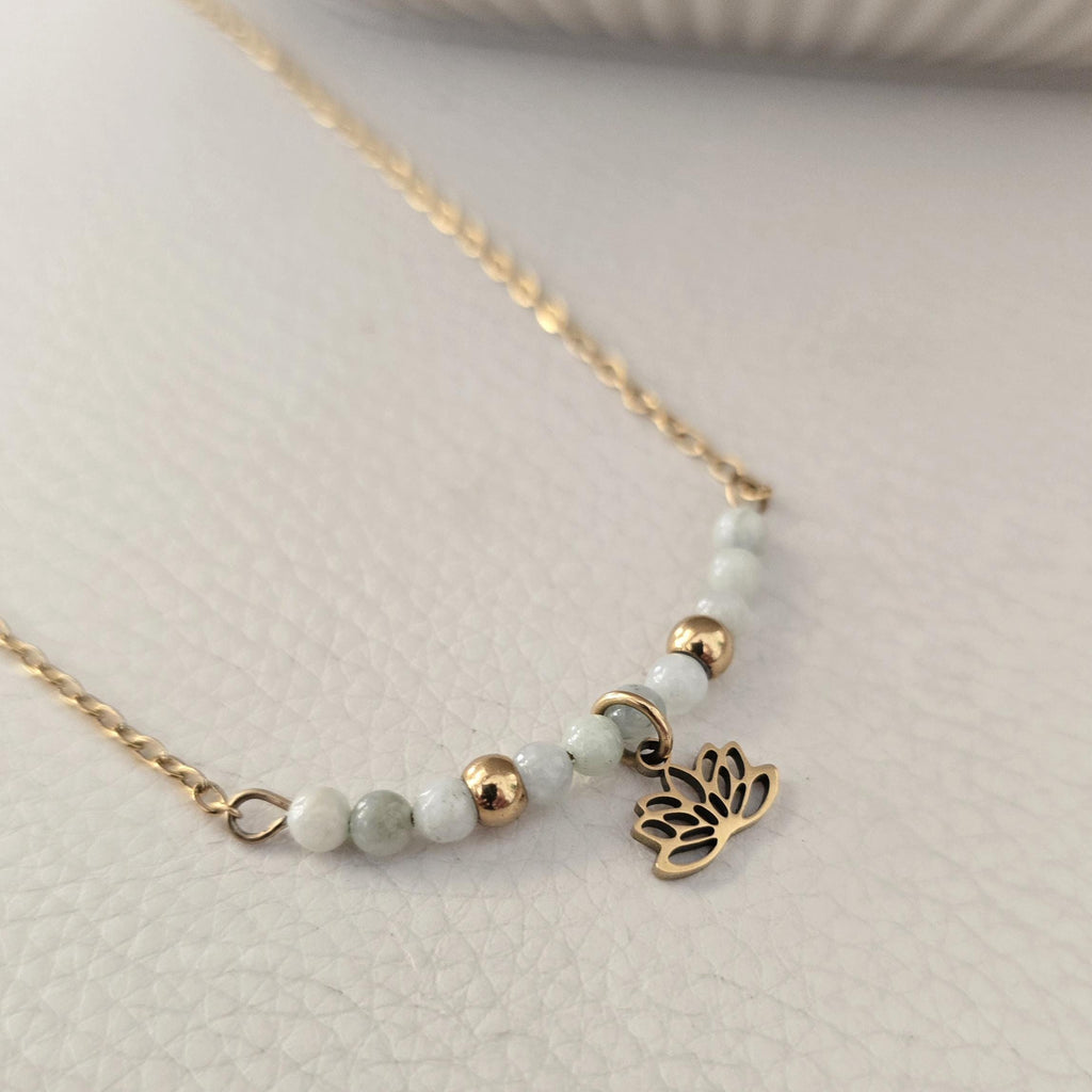 Jade Necklace – Simple Gold Jadeite Pendant, Dainty Charm Necklace, Minimalist Jewelry Gift for Mom or Her, Birthstone Necklace