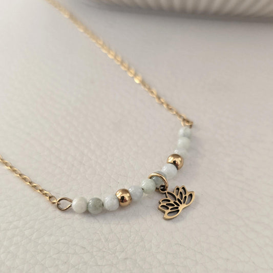 Jade Necklace – Simple Gold Jadeite Pendant, Dainty Charm Necklace, Minimalist Jewelry Gift for Mom or Her, Birthstone Necklace