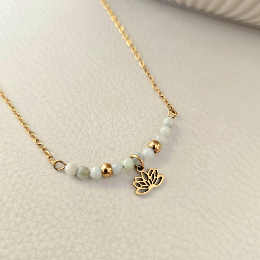 Jade Necklace – Simple Gold Jadeite Pendant, Dainty Charm Necklace, Minimalist Jewelry Gift for Mom or Her, Birthstone Necklace