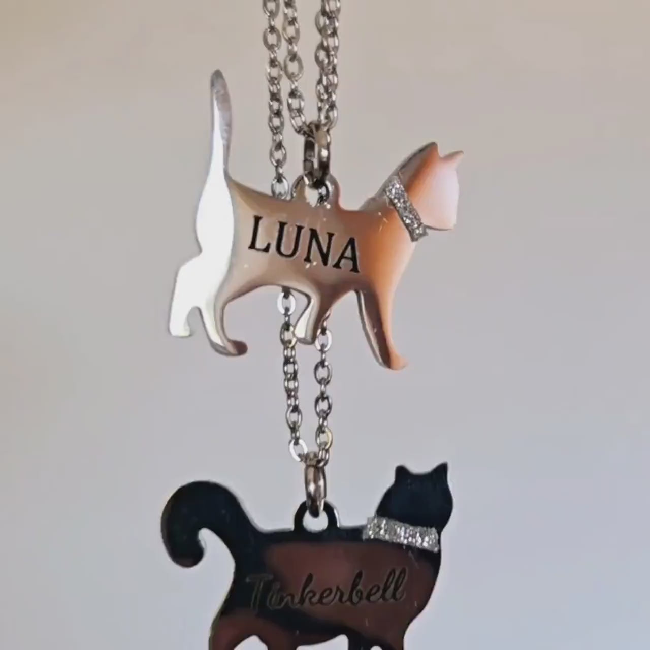 Cat loss Personalized Cat Necklace in Silver Stainless Steel , personalized Gift for Cat Lovers , Pet Loss Gift , Cat Mom keepsake gift